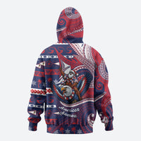 American Samoa Christmas Zip Hoodie Santa Riding Bald Eagle DT05 - Polynesian Pride