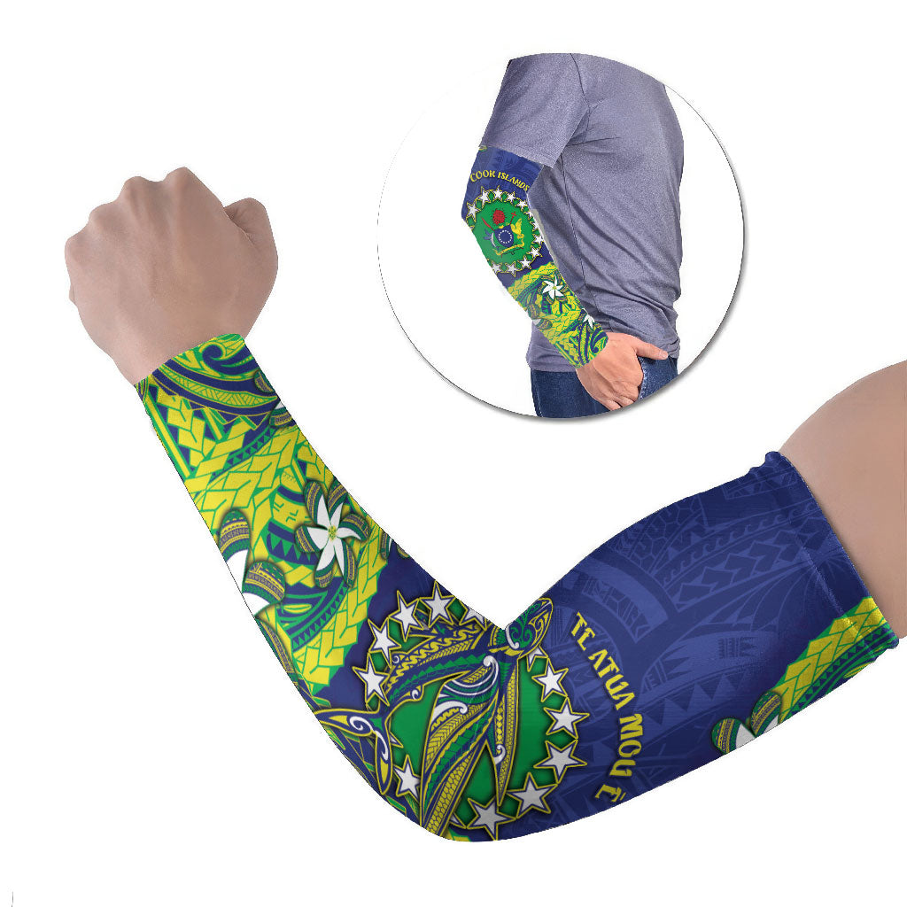 Cook Islands Language Week Arm Sleeves Flying Fish 15 Stars Tribal Patterns DT05 Set of 2 Green - Polynesian Pride
