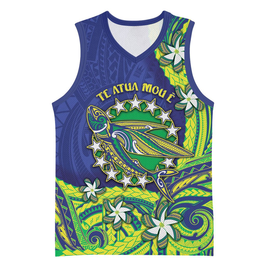 Cook Islands Language Week Basketball Jersey Flying Fish 15 Stars Tribal Patterns DT05 Unisex Green - Polynesian Pride