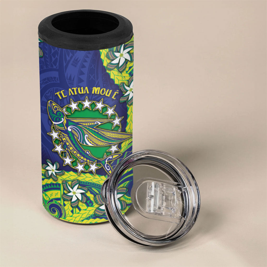 Cook Islands Language Week 4 in 1 Can Cooler Tumbler Flying Fish 15 Stars Tribal Patterns