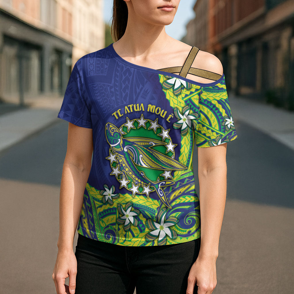 Cook Islands Language Week Cross Shoulder Shirt Flying Fish 15 Stars Tribal Patterns
