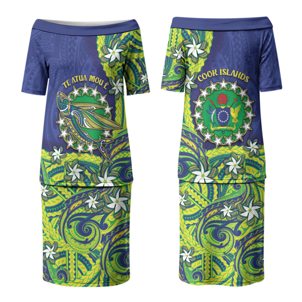 Cook Islands Language Week Family Matching Puletasi and Hawaiian Shirt Flying Fish 15 Stars Tribal Patterns