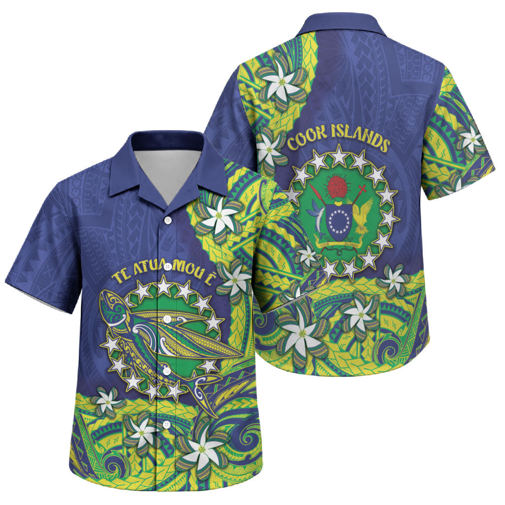 Cook Islands Language Week Family Matching Puletasi and Hawaiian Shirt Flying Fish 15 Stars Tribal Patterns