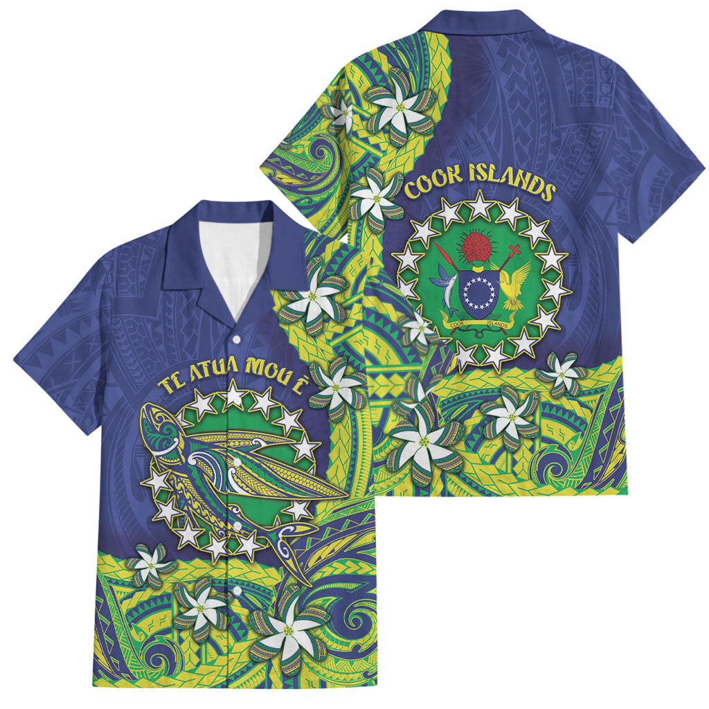 Cook Islands Language Week Family Matching Summer Maxi Dress and Hawaiian Shirt Flying Fish 15 Stars Tribal Patterns