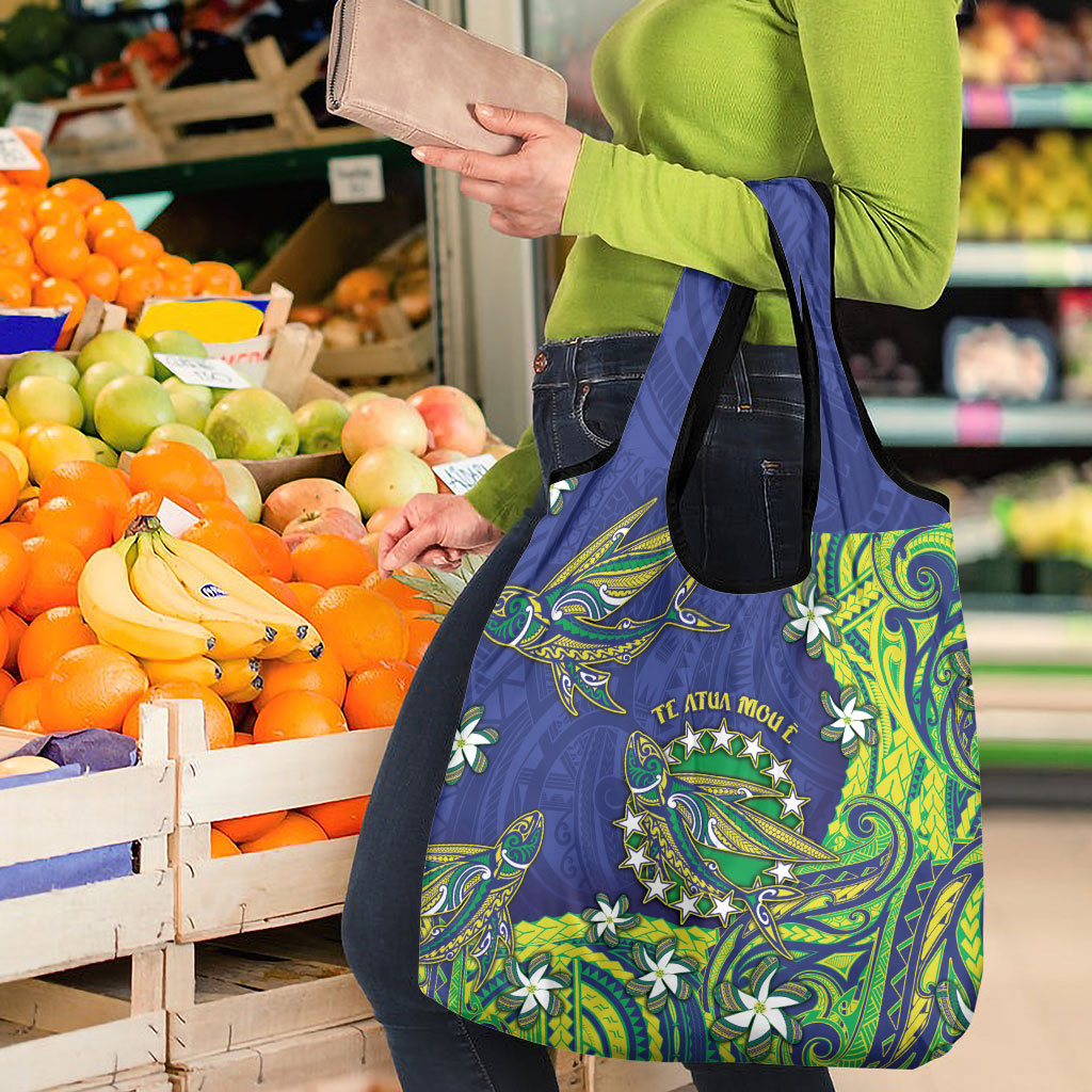 Cook Islands Language Week Grocery Bag Flying Fish 15 Stars Tribal Patterns
