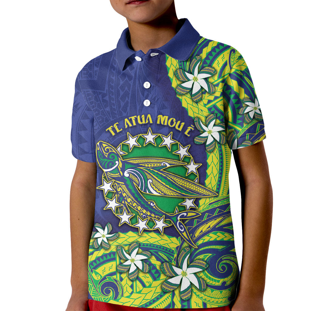 Cook Islands Language Week Kid Polo Shirt Flying Fish 15 Stars Tribal Patterns
