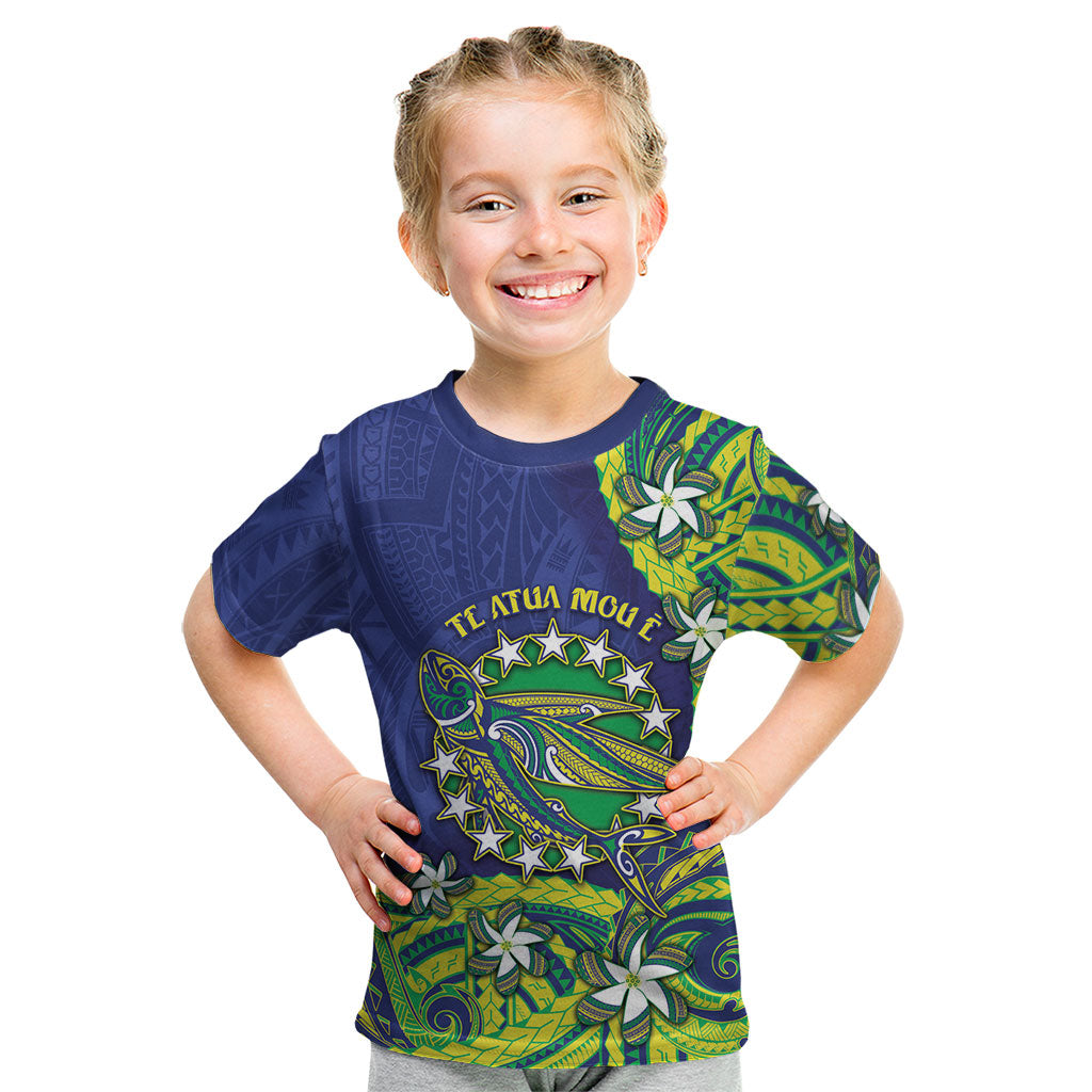 Cook Islands Language Week Kid T Shirt Flying Fish 15 Stars Tribal Patterns DT05 Green - Polynesian Pride