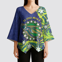 Cook Islands Language Week Kimono Sleeve Blouse Flying Fish 15 Stars Tribal Patterns