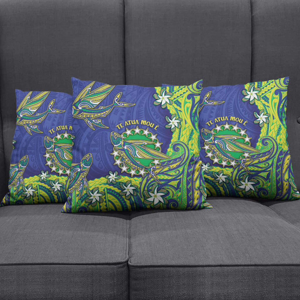 Cook Islands Language Week Pillow Cover Flying Fish 15 Stars Tribal Patterns