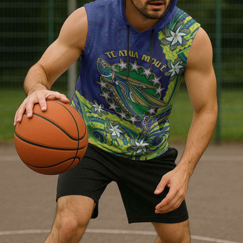 Cook Islands Language Week Sleeveless Hoodie Flying Fish 15 Stars Tribal Patterns