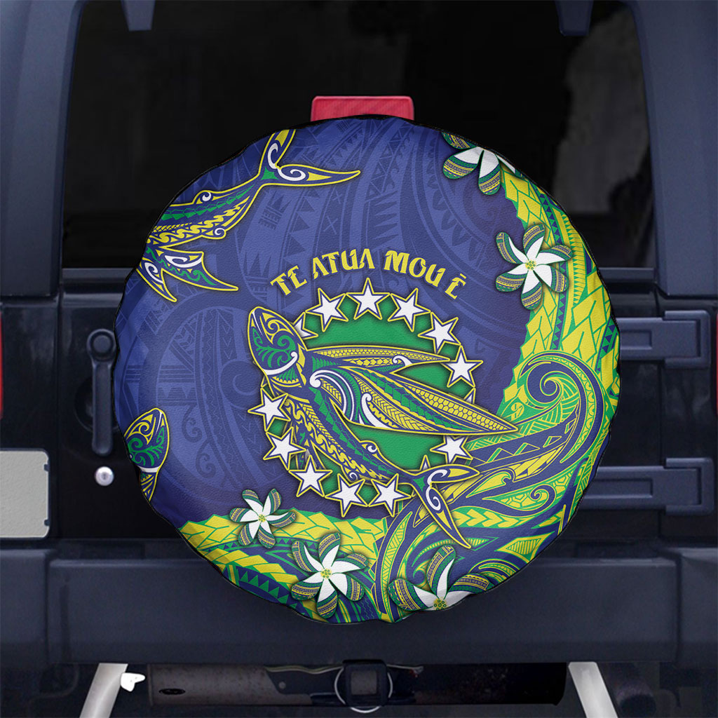 Cook Islands Language Week Spare Tire Cover Flying Fish 15 Stars Tribal Patterns DT05 No hole Green - Polynesian Pride