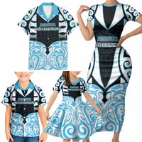 Custom Aotearoa Ngati Kahungunu Family Matching Short Sleeve Bodycon Dress and Hawaiian Shirt New Zealand Traditional Maori Pattern