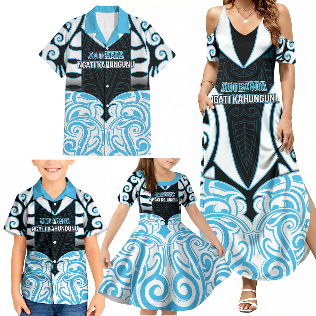 Custom Aotearoa Ngati Kahungunu Family Matching Summer Maxi Dress and Hawaiian Shirt New Zealand Traditional Maori Pattern DT05 - Polynesian Pride