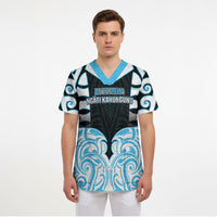 Custom Aotearoa Ngati Kahungunu Scrub Top New Zealand Traditional Maori Pattern