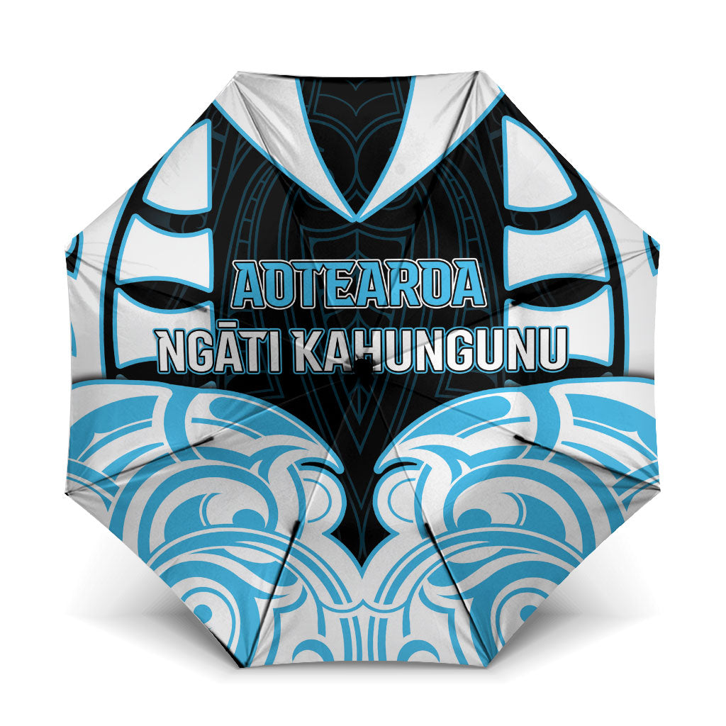 Aotearoa Ngati Kahungunu Umbrella New Zealand Traditional Maori Pattern DT05 One Size Folded 11.42 inch Opened Diameter 37.4 inch Blue - Polynesian Pride