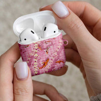 Pink Palaka Hawaiian And Japanese AirPods Case Sakura Lei With Koi Fish - Polynesian Pride