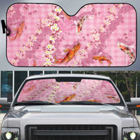 Pink Palaka Hawaiian And Japanese Auto Sun Shade Sakura Lei With Koi Fish DT05 Pink - Polynesian Pride