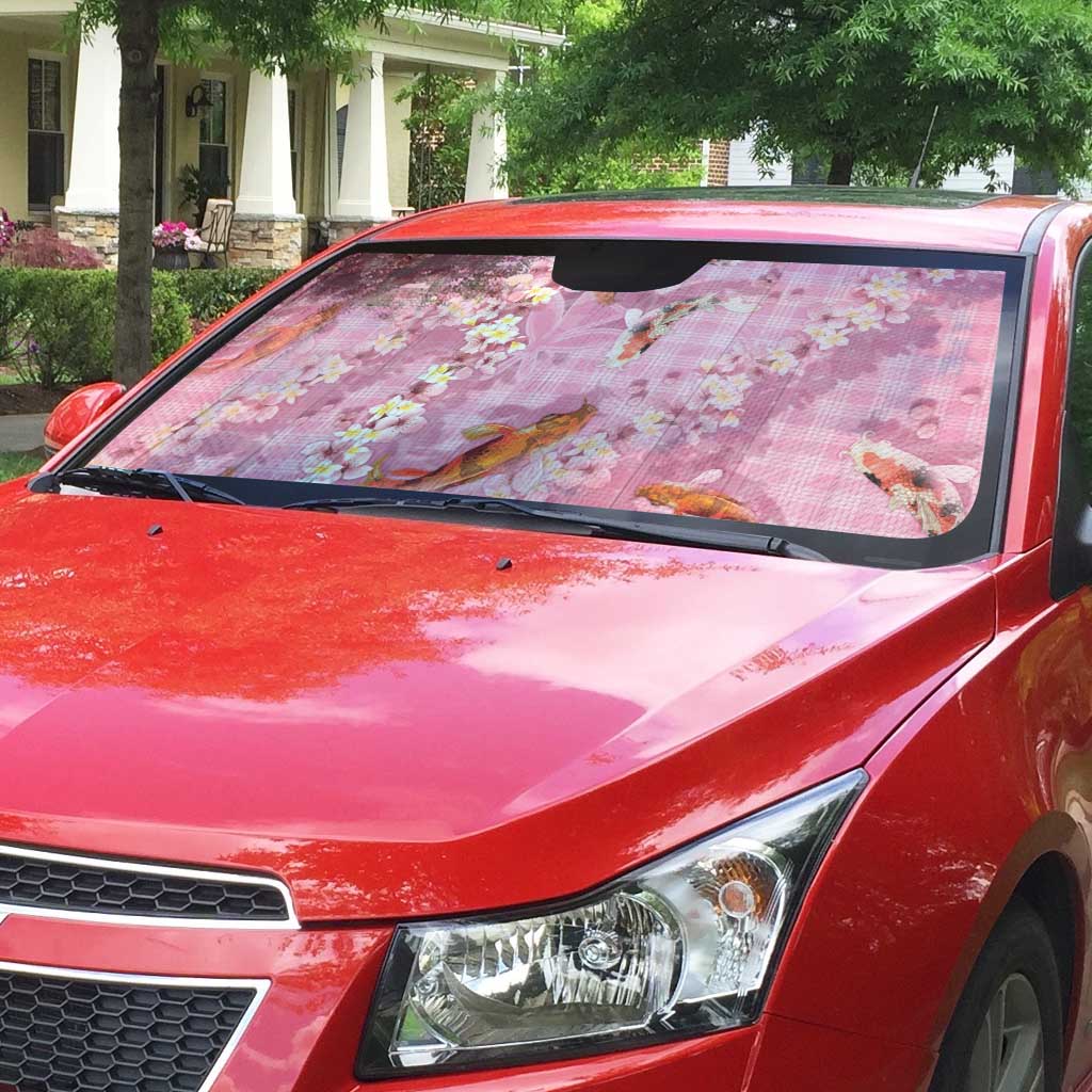 Pink Palaka Hawaiian And Japanese Auto Sun Shade Sakura Lei With Koi Fish DT05 - Polynesian Pride