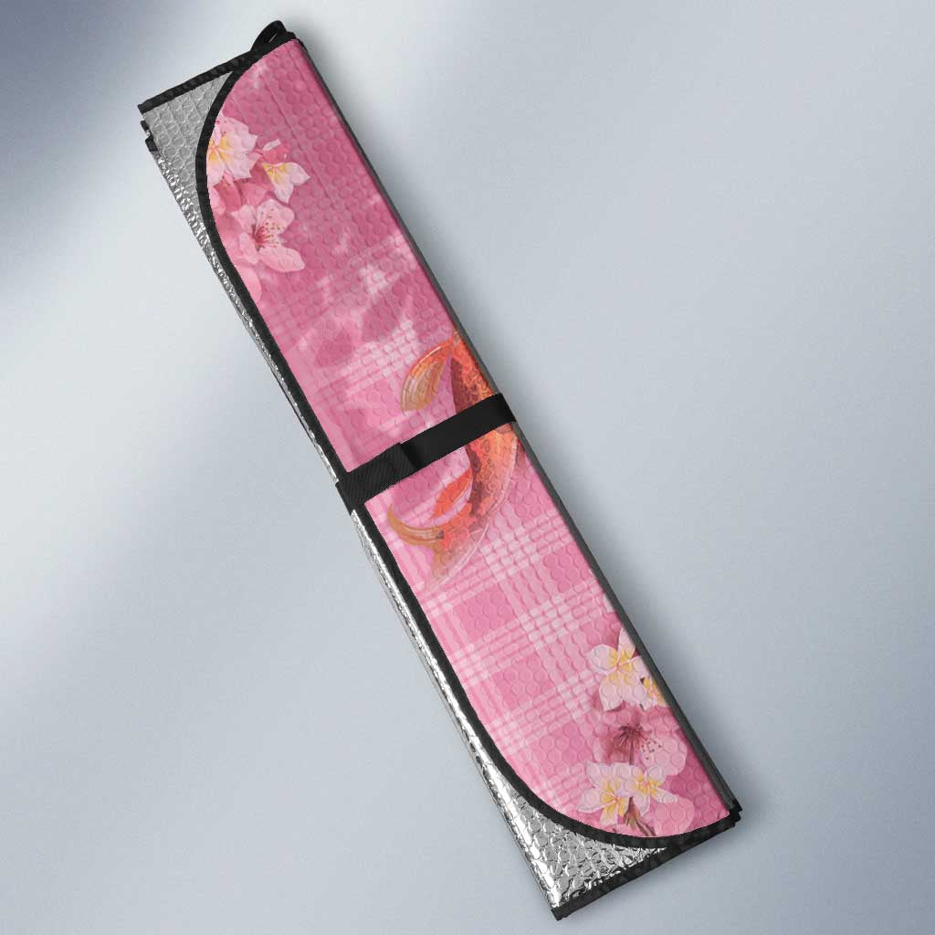 Pink Palaka Hawaiian And Japanese Auto Sun Shade Sakura Lei With Koi Fish DT05 - Polynesian Pride