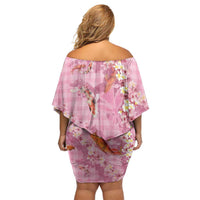 Pink Palaka Hawaiian And Japanese Family Matching Off Shoulder Short Dress and Hawaiian Shirt Sakura Lei With Koi Fish DT05 - Polynesian Pride