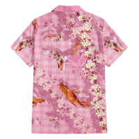 Pink Palaka Hawaiian And Japanese Hawaiian Shirt Sakura Lei With Koi Fish - Polynesian Pride