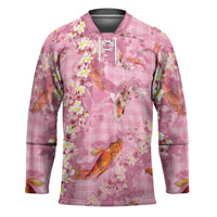 Pink Palaka Hawaiian And Japanese Hockey Jersey Sakura Lei With Koi Fish - Polynesian Pride