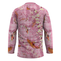 Pink Palaka Hawaiian And Japanese Hockey Jersey Sakura Lei With Koi Fish - Polynesian Pride