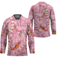 Pink Palaka Hawaiian And Japanese Hockey Jersey Sakura Lei With Koi Fish - Polynesian Pride
