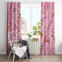 Pink Palaka Hawaiian And Japanese Window Curtain Sakura Lei With Koi Fish DT05 - Polynesian Pride