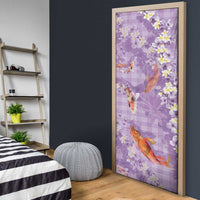 Purple Palaka Hawaiian And Japanese Door Cover Sakura Lei With Koi Fish - Polynesian Pride