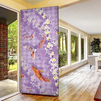 Purple Palaka Hawaiian And Japanese Door Cover Sakura Lei With Koi Fish - Polynesian Pride