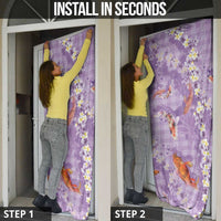 Purple Palaka Hawaiian And Japanese Door Cover Sakura Lei With Koi Fish - Polynesian Pride