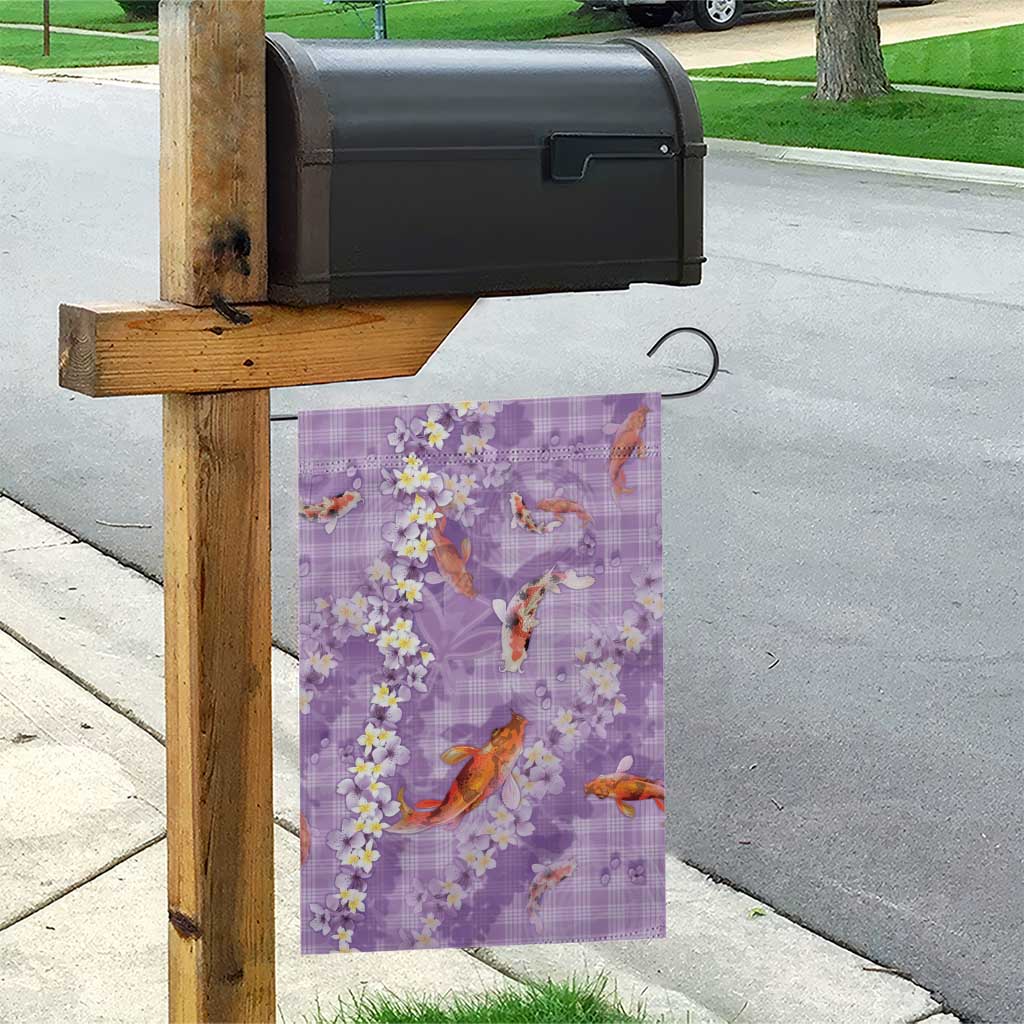 Purple Palaka Hawaiian And Japanese Garden Flag Sakura Lei With Koi Fish - Polynesian Pride