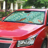 Green Palaka Hawaiian And Japanese Auto Sun Shade Sakura Lei With Koi Fish DT05 - Polynesian Pride