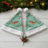 Green Palaka Hawaiian And Japanese Christmas Santa Hat Sakura Lei With Koi Fish - Polynesian Pride
