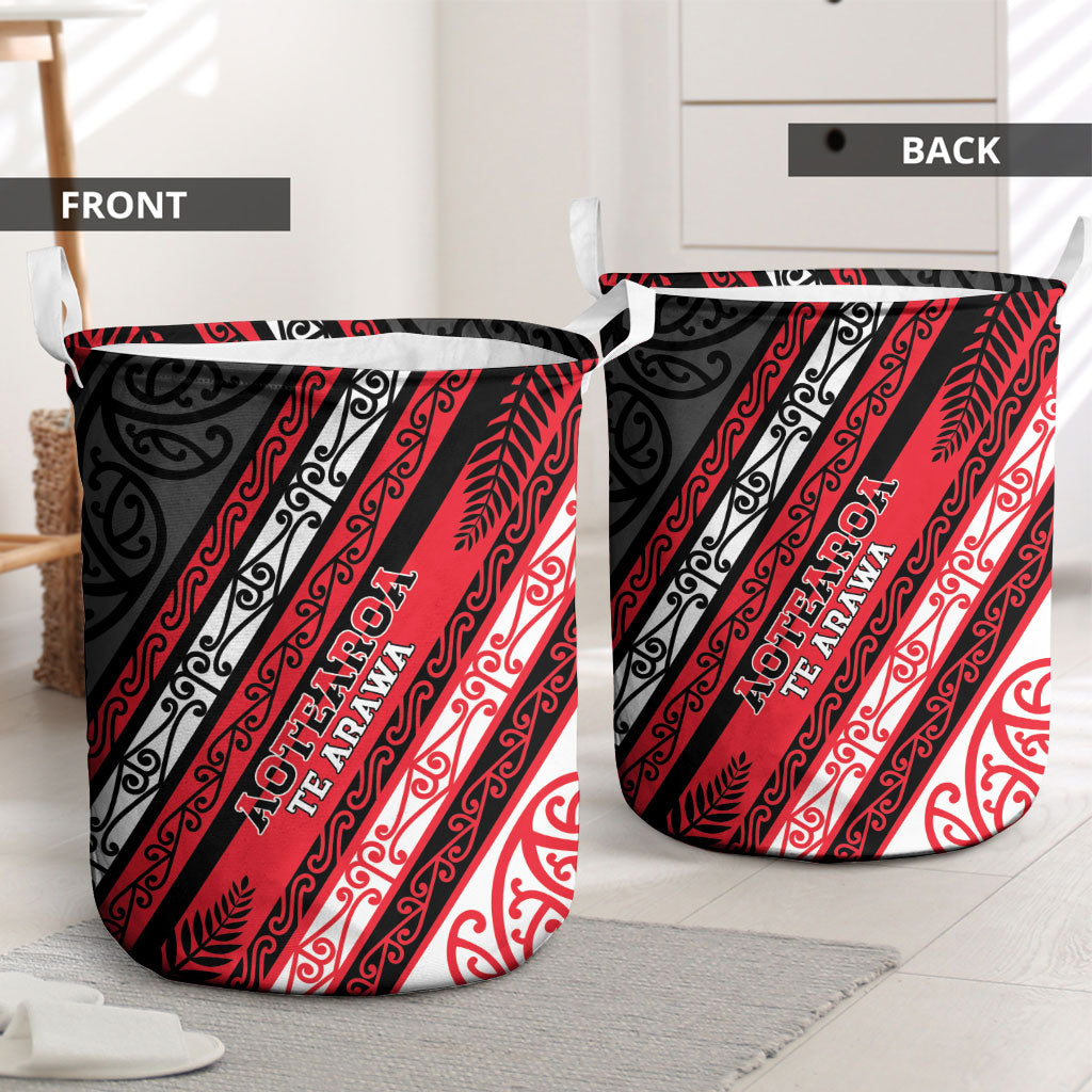 Aotearoa Te Arawa Laundry Basket New Zealand Maori Tribal Fern Pattern