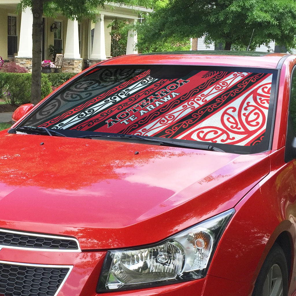 Aotearoa Te Arawa Auto Sun Shade New Zealand Maori Tribal Fern Pattern