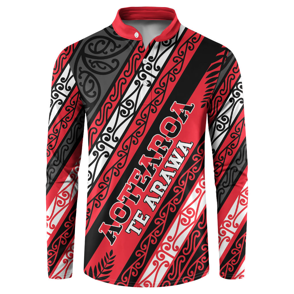 Personalised Aotearoa Te Arawa Button Sweatshirt New Zealand Maori Tribal Fern Pattern
