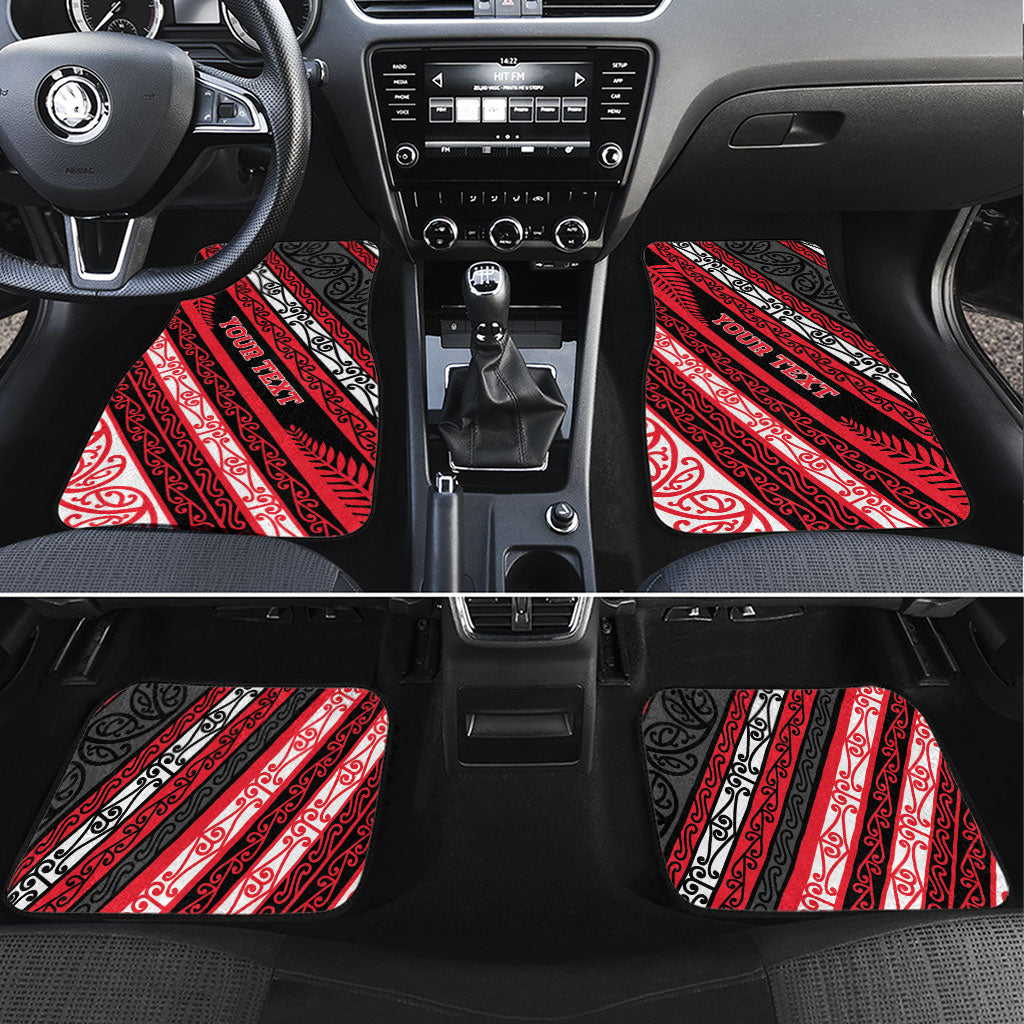 Personalised Aotearoa Te Arawa Car Mats New Zealand Maori Tribal Fern Pattern DT05 Set 4pcs Red - Polynesian Pride