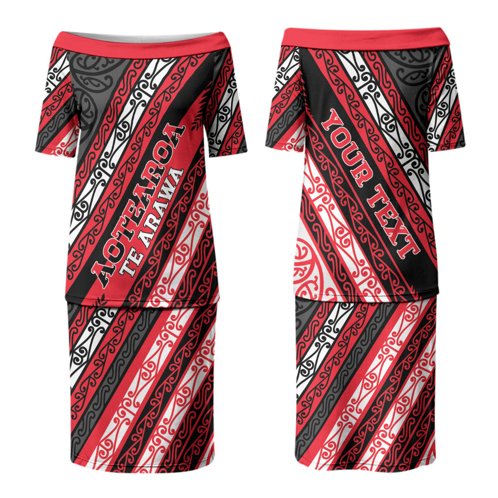 Personalised Aotearoa Te Arawa Couples Matching Puletasi and Hawaiian Shirt New Zealand Maori Tribal Fern Pattern