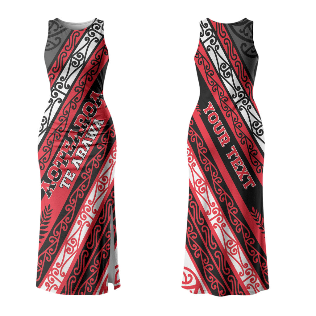 Personalised Aotearoa Te Arawa Couples Matching Tank Maxi Dress and Long Sleeve Button Shirt New Zealand Maori Tribal Fern Pattern