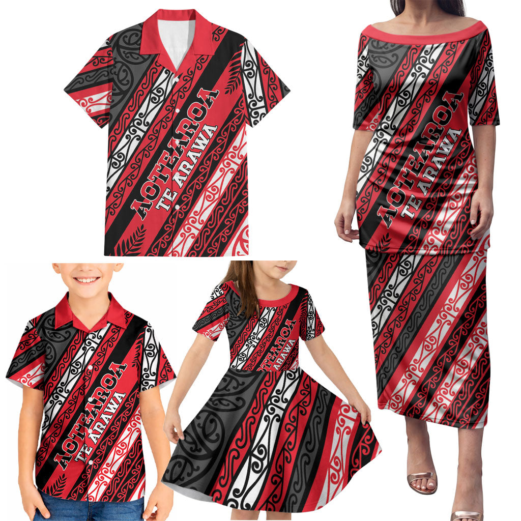 Personalised Aotearoa Te Arawa Family Matching Puletasi and Hawaiian Shirt New Zealand Maori Tribal Fern Pattern DT05 - Polynesian Pride