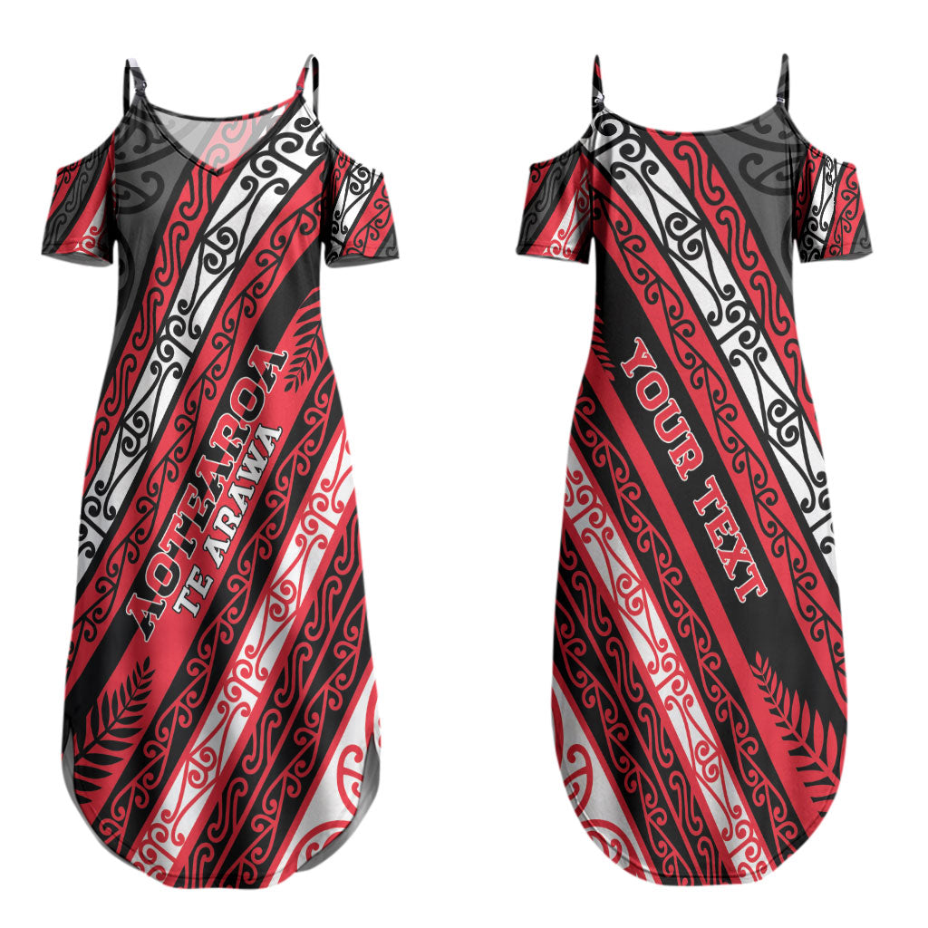 Personalised Aotearoa Te Arawa Family Matching Summer Maxi Dress and Hawaiian Shirt New Zealand Maori Tribal Fern Pattern