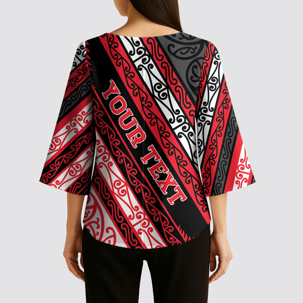 Personalised Aotearoa Te Arawa Kimono Sleeve Blouse New Zealand Maori Tribal Fern Pattern