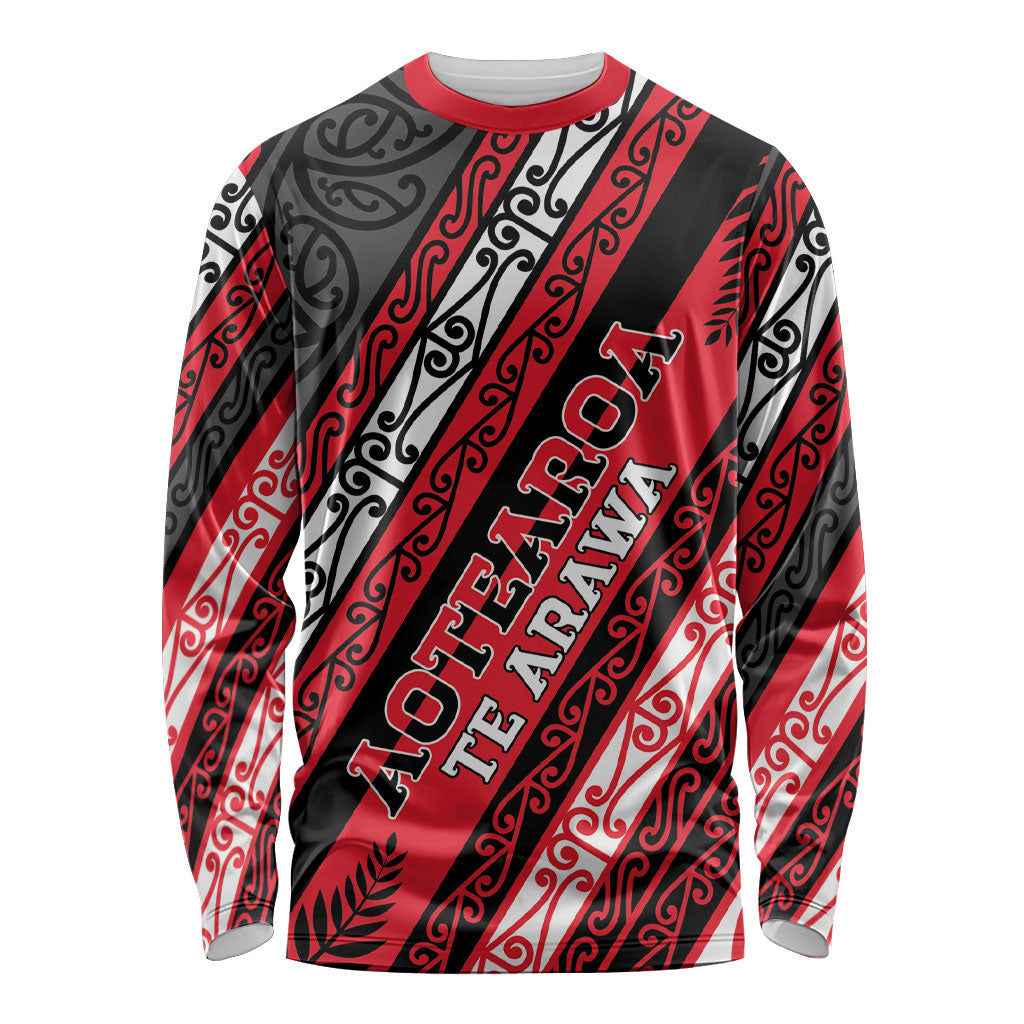 Personalised Aotearoa Te Arawa Long Sleeve Shirt New Zealand Maori Tribal Fern Pattern