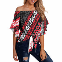 Personalised Aotearoa Te Arawa Off Shoulder Wrap Waist Top New Zealand Maori Tribal Fern Pattern DT05 - Polynesian Pride