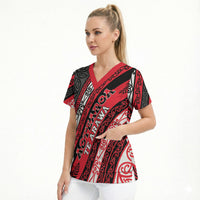 Personalised Aotearoa Te Arawa Scrub Top New Zealand Maori Tribal Fern Pattern