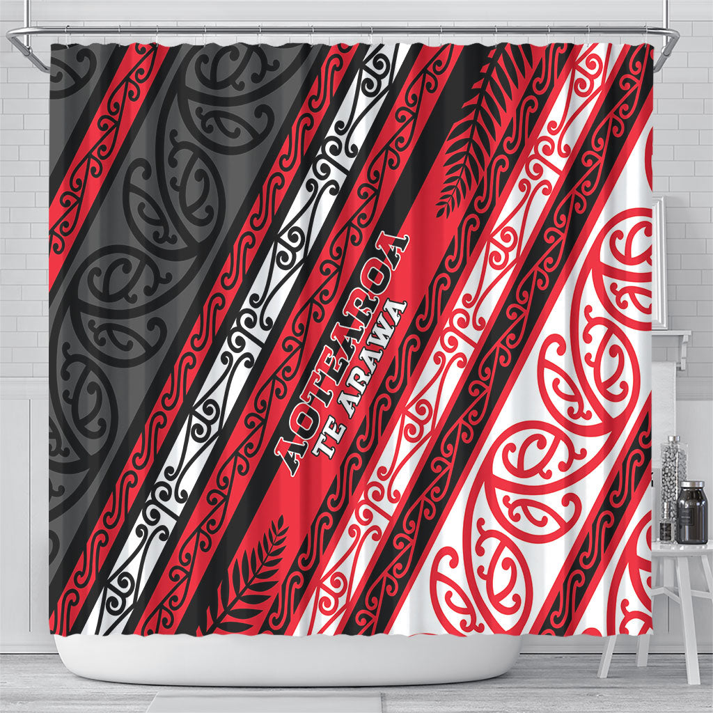 Aotearoa Te Arawa Shower Curtain New Zealand Maori Tribal Fern Pattern