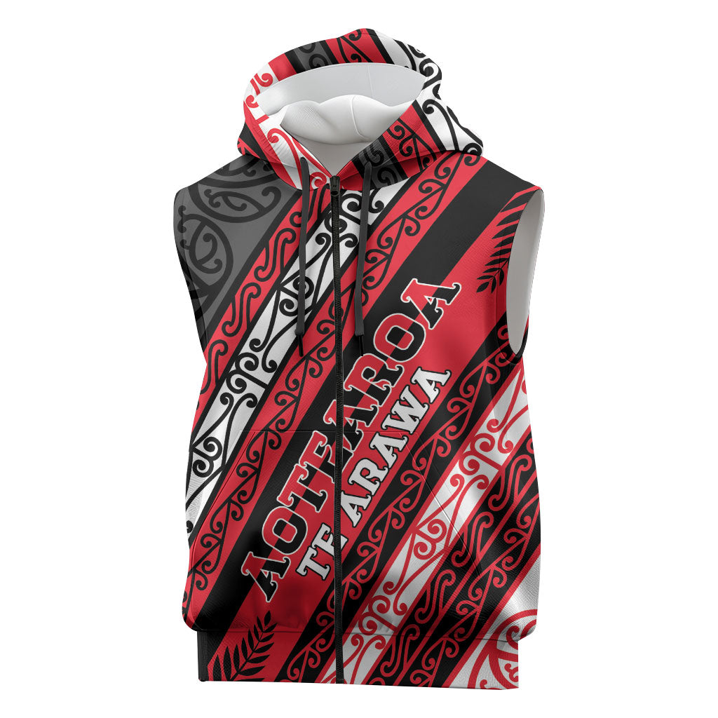 Personalised Aotearoa Te Arawa Sleeveless Zip Hoodie New Zealand Maori Tribal Fern Pattern