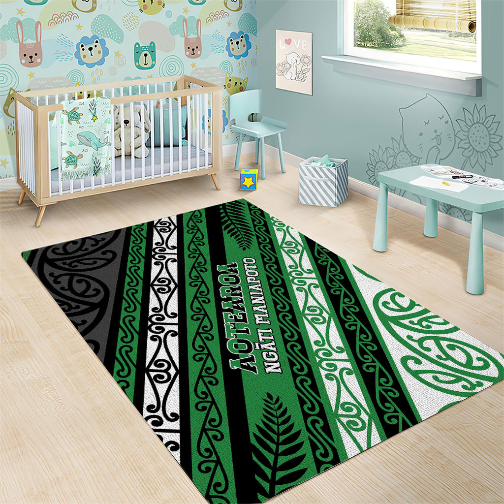 Aotearoa Ngati Maniapoto Area Rug New Zealand Maori Tribal Fern Pattern